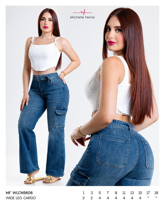 Pantalon moda wide leg cargo MF 5606