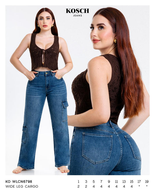 Pantalon wide leg cargo ko 6798